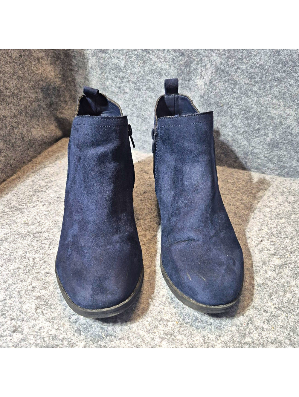 Massini Bella Textile Ankle Bootie Side Zip Solid Round Toe Women's US 7 Blue